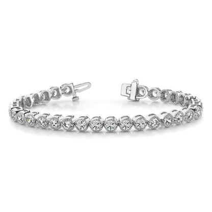 14K White Gold Complete 5 Carat Round Vs Diamond 2 Prong 7 Inch Tennis Bracelet