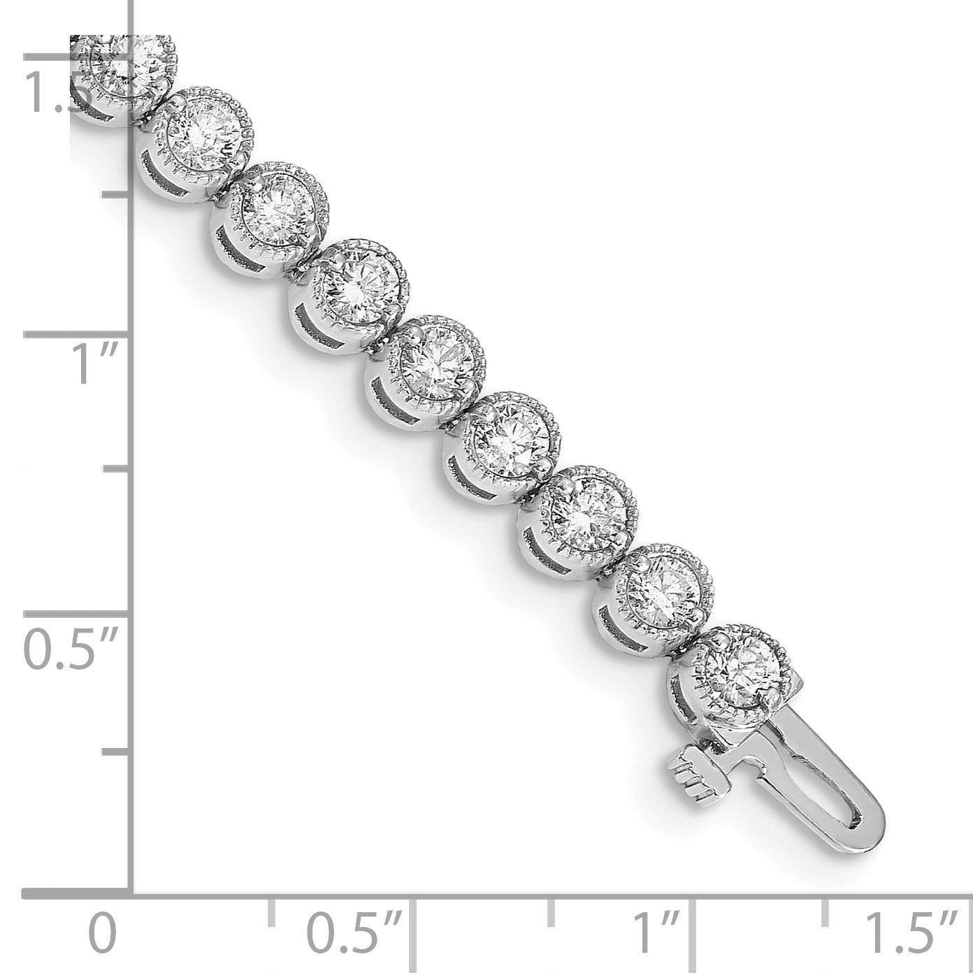 14K White Gold Complete 5 Carat Round Vs Diamond 2 Prong 7 Inch Tennis Bracelet