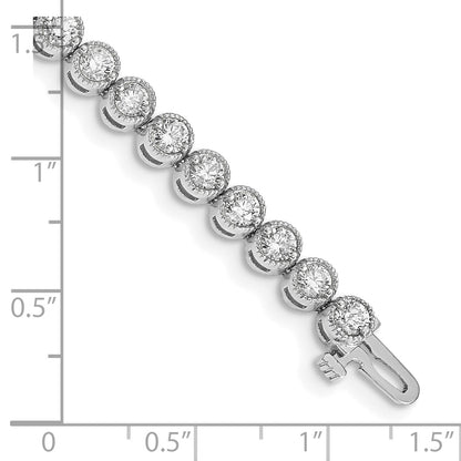 14K White Gold Complete 5 Carat Round Vs Diamond 2 Prong 7 Inch Tennis Bracelet