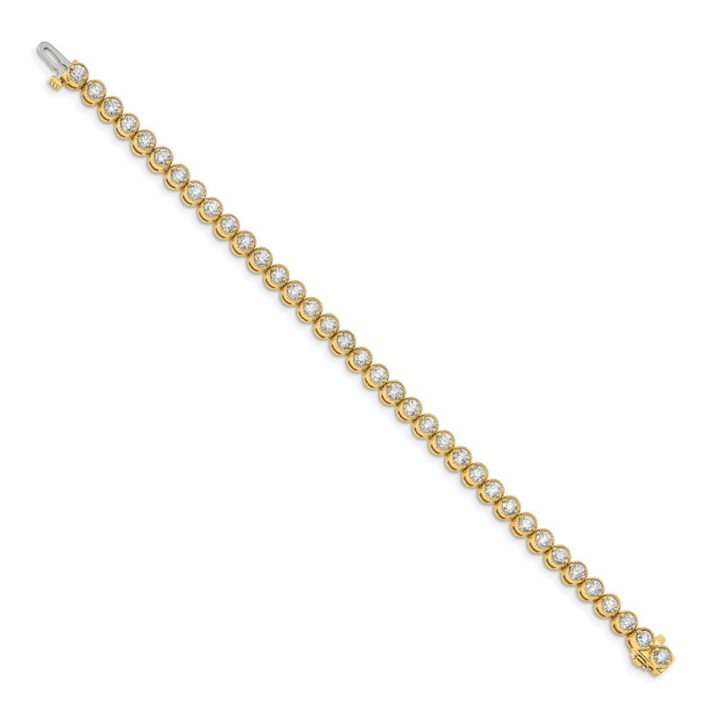 14K Yellow Gold Complete 5 Carat Round Aaa Diamond 2 Prong 7 Inch Tennis Bracelet