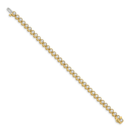 14K Yellow Gold Complete 5 Carat Round Aa Diamond 2 Prong 7 Inch Tennis Bracelet
