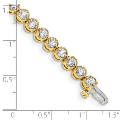 14K Yellow Gold Complete 5 Carat Round Aaa Diamond 2 Prong 7 Inch Tennis Bracelet