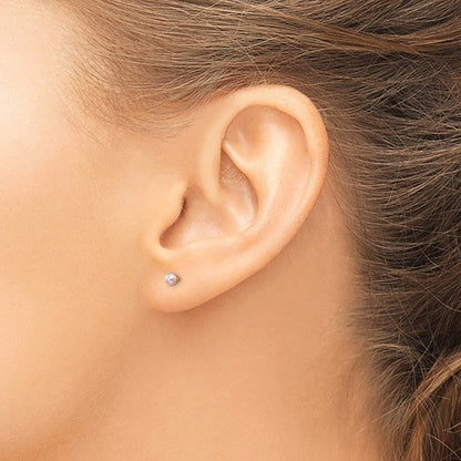 14K Yellow Gold 3-4mm Purple Button Freshwater Cultured Pearl Stud Post Earrings