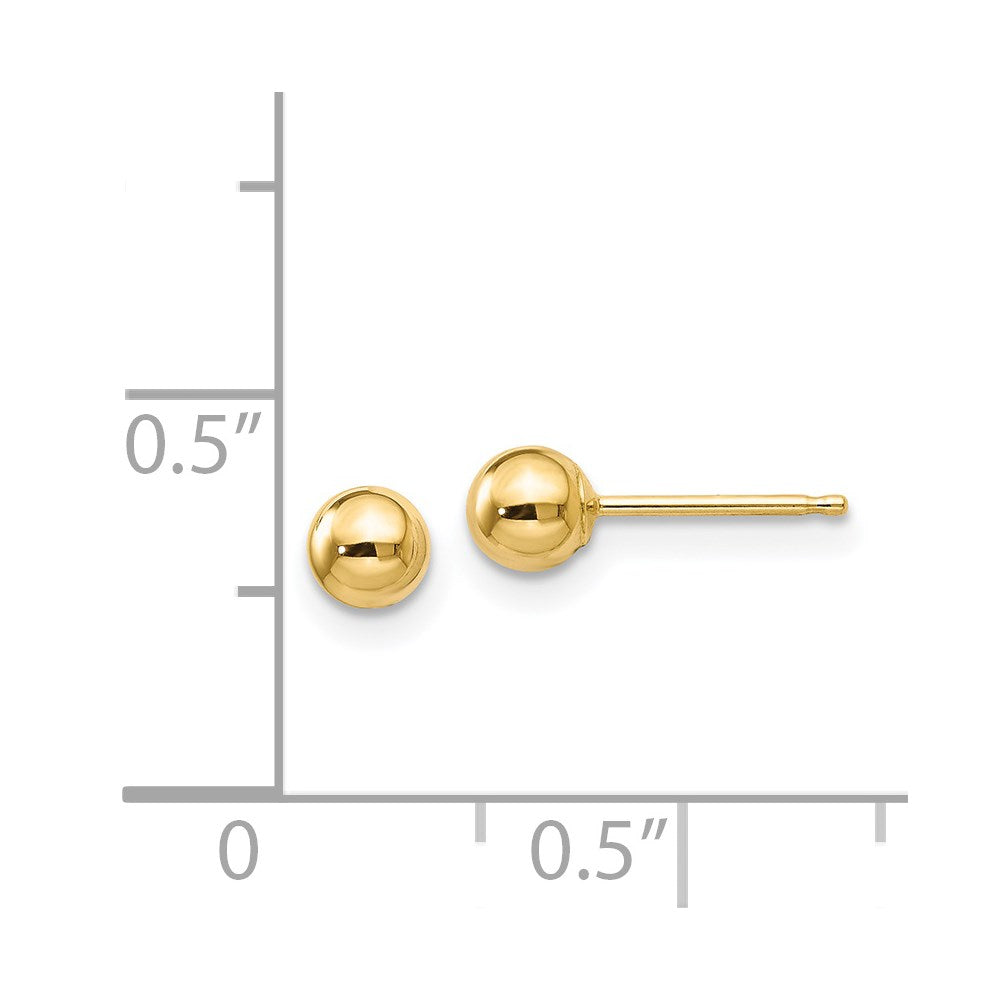 14K Yellow Gold Polished 4mm Ball Post Earrings