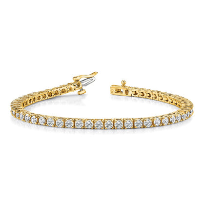 14K Yellow Gold Complete 1.84 Carat Round Aa Diamond 4 Prong 7 Inch Tennis Bracelet