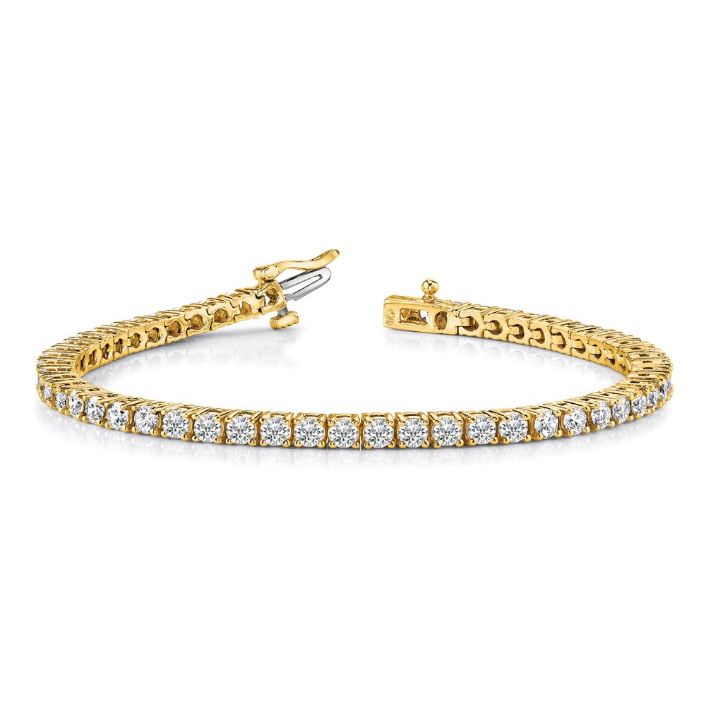 14K Yellow Gold Complete 1.84 Carat Round A Diamond 4 Prong 7 Inch Tennis Bracelet