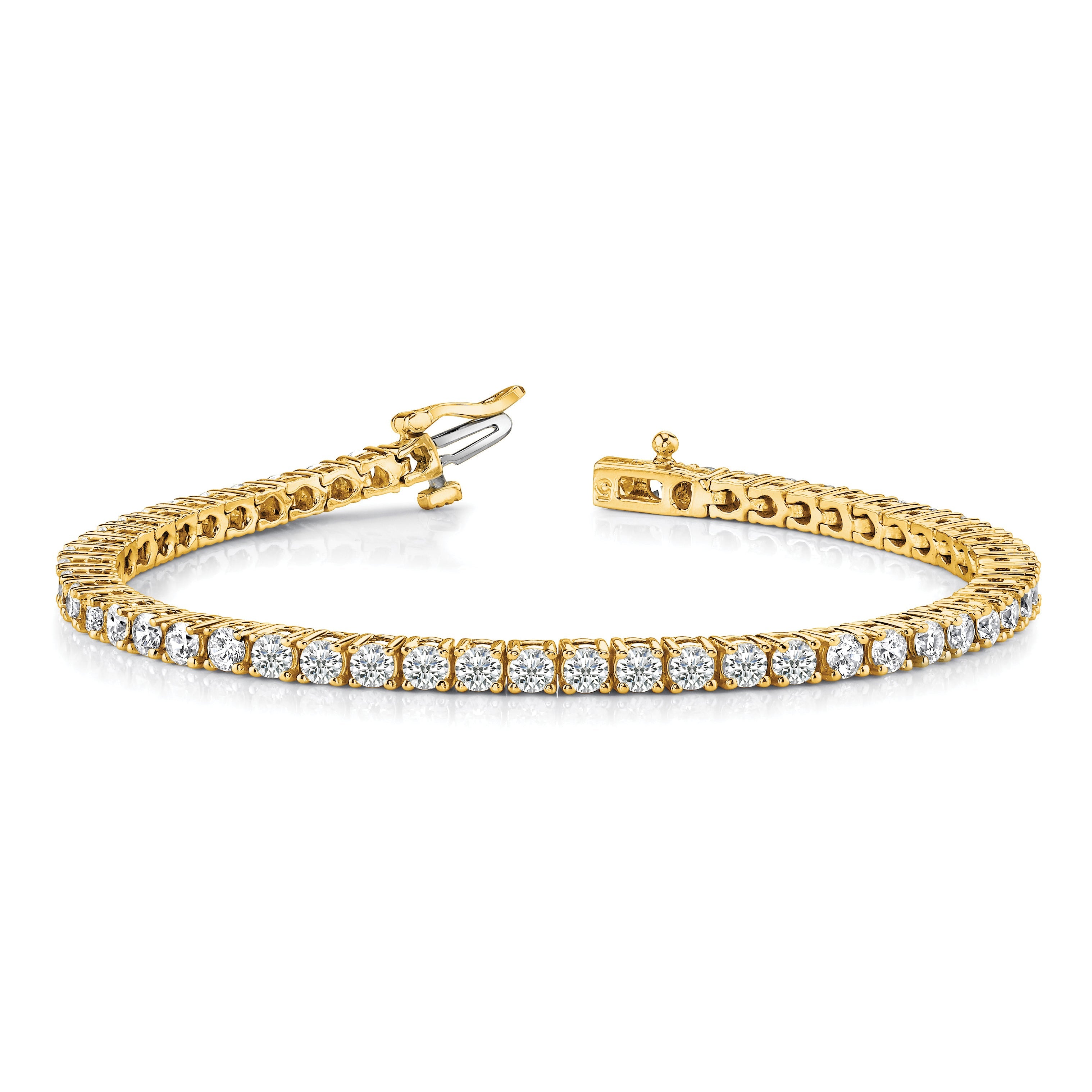 14K Yellow Gold Complete 1.84 Carat Round Vs Diamond 4 Prong 7 Inch Tennis Bracelet
