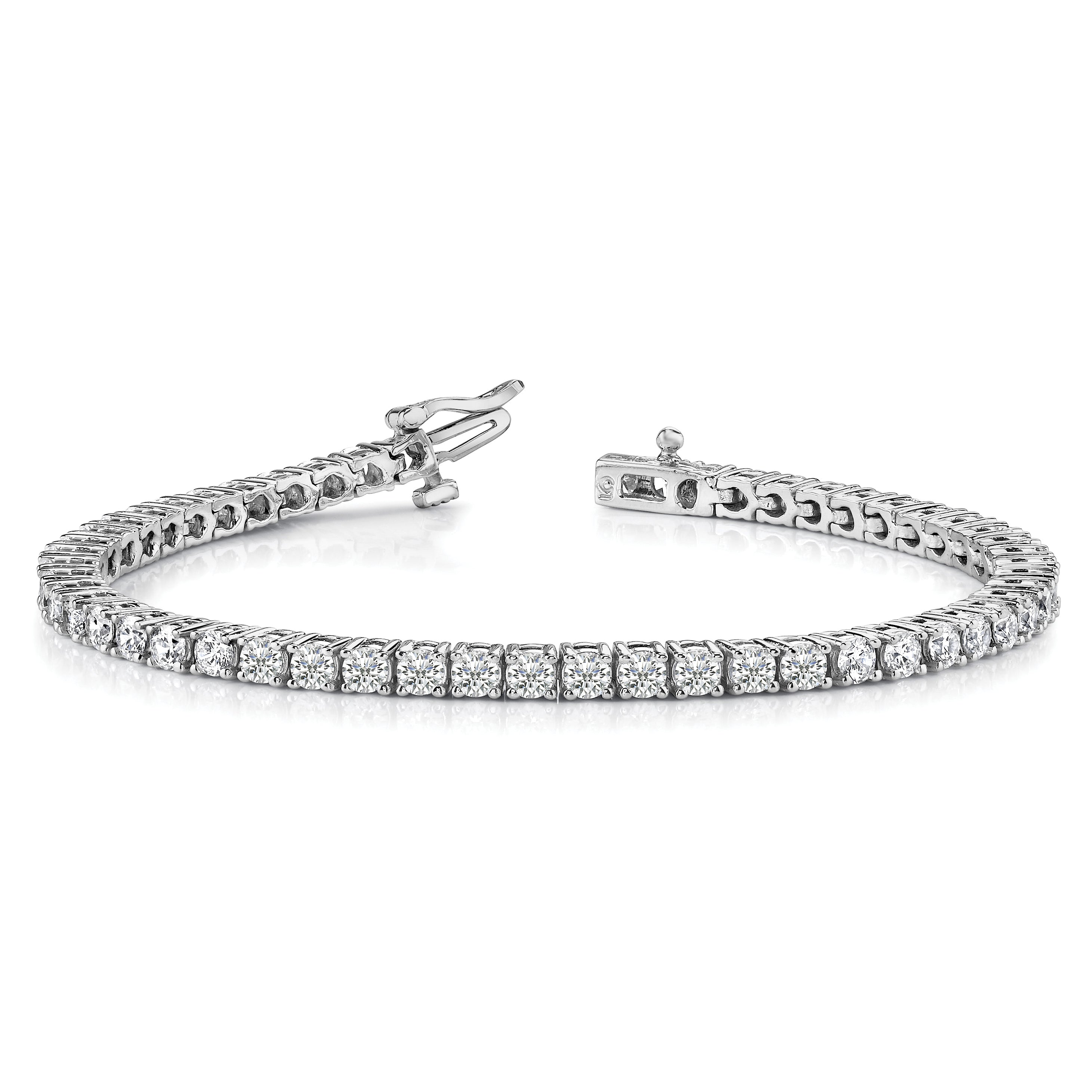 14K White Gold Complete 1.84 Carat Round Aaa Diamond 4 Prong 7 Inch Tennis Bracelet