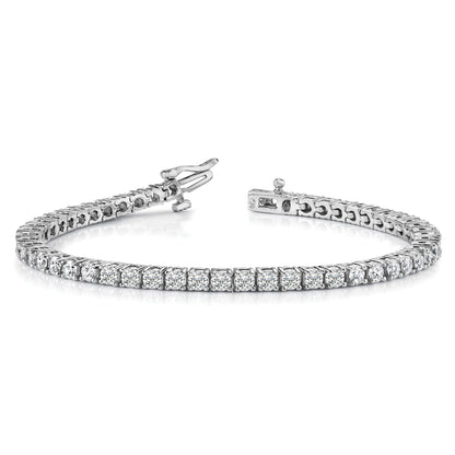 14K White Gold Complete 1.84 Carat Round Aaa Diamond 4 Prong 7 Inch Tennis Bracelet