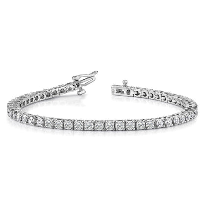 14K White Gold Complete 1.84 Carat Round Vs Diamond 4 Prong 7 Inch Tennis Bracelet