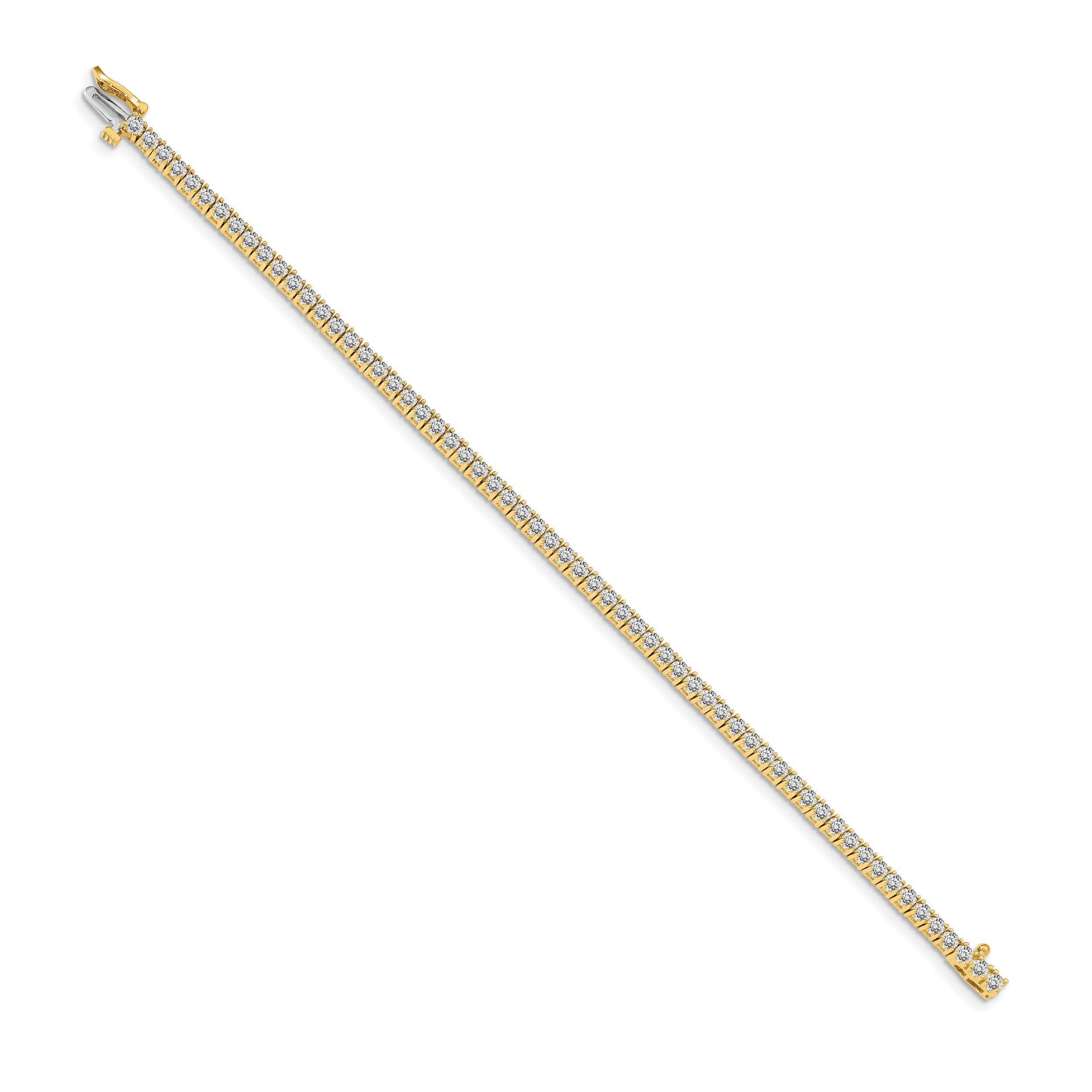 14K Yellow Gold Complete 3.05 Carat Round Vs Diamond 4 Prong 7 Inch Tennis Bracelet