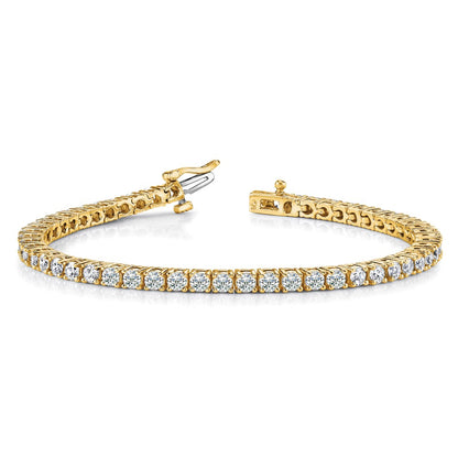 14K Yellow Gold Complete 3.05 Carat Round Vs Diamond 4 Prong 7 Inch Tennis Bracelet