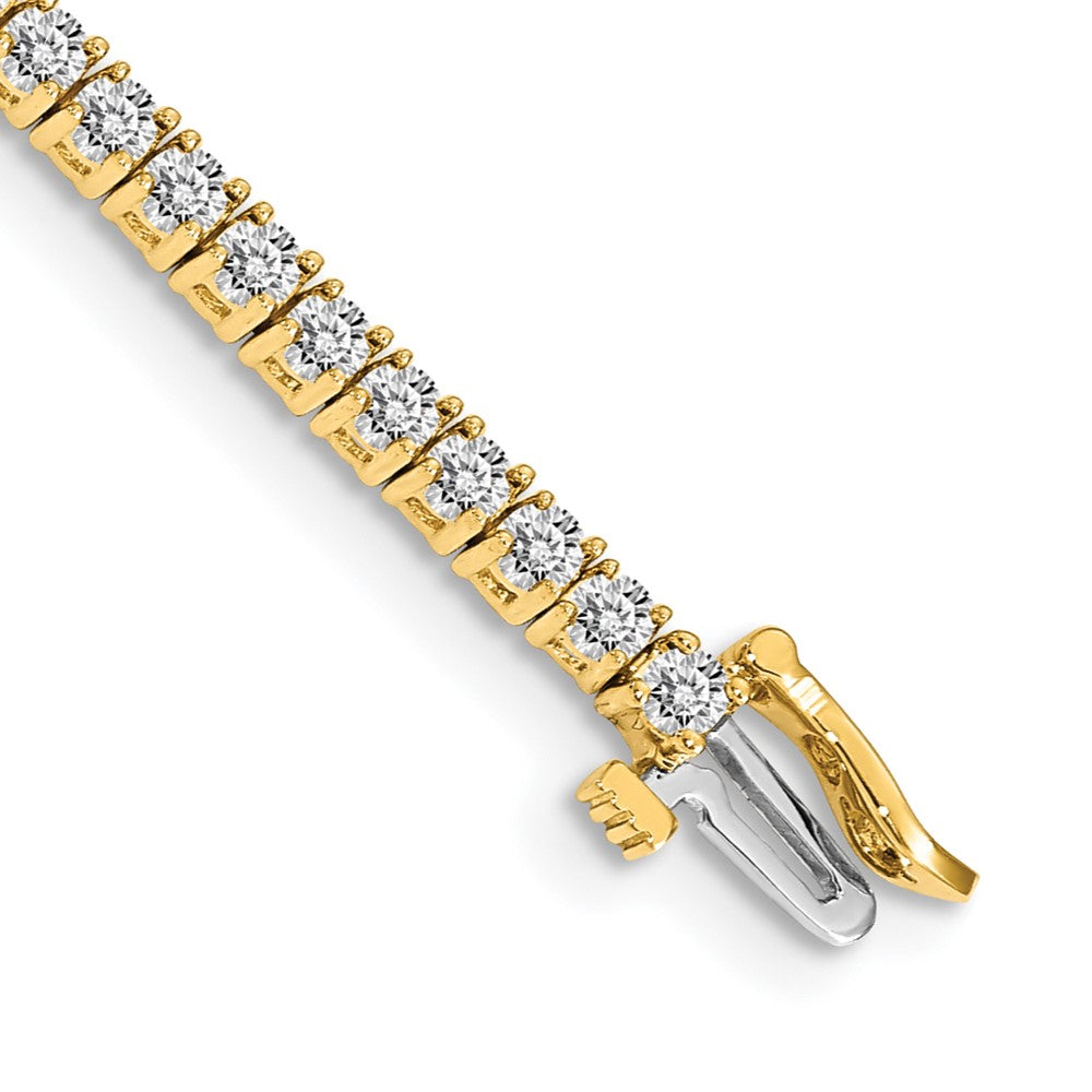 14K Yellow Gold Complete 3.05 Carat Round A Diamond 4 Prong 7 Inch Tennis Bracelet