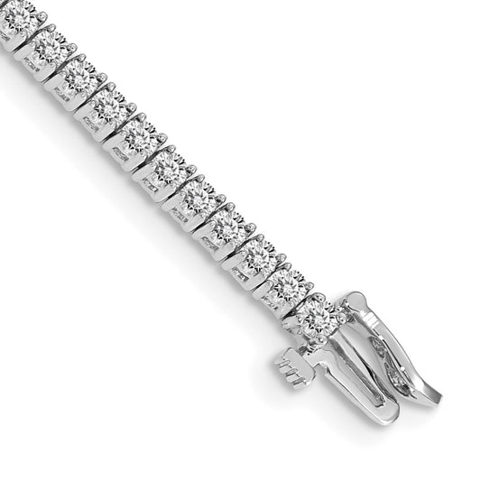 14K White Gold Complete 3.05 Carat Round Aa Diamond 4 Prong 7 Inch Tennis Bracelet
