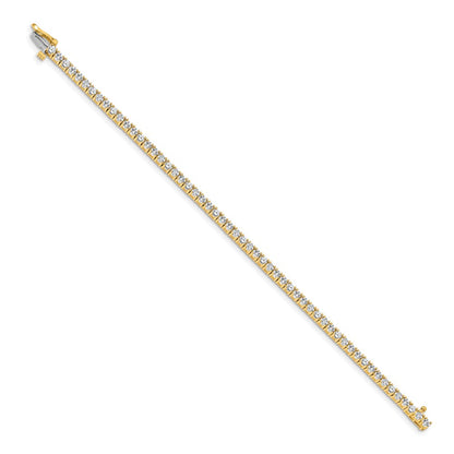 14K Yellow Gold Complete 3.92 Carat Round Aaa Diamond 4 Prong 7 Inch Tennis Bracelet