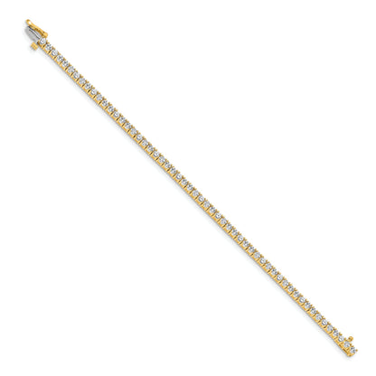 14K Yellow Gold Complete 3.92 Carat Round A Diamond 4 Prong 7 Inch Tennis Bracelet