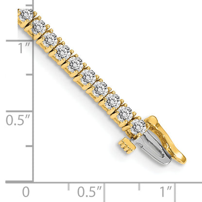 14K Yellow Gold Complete 3.92 Carat Round A Diamond 4 Prong 7 Inch Tennis Bracelet