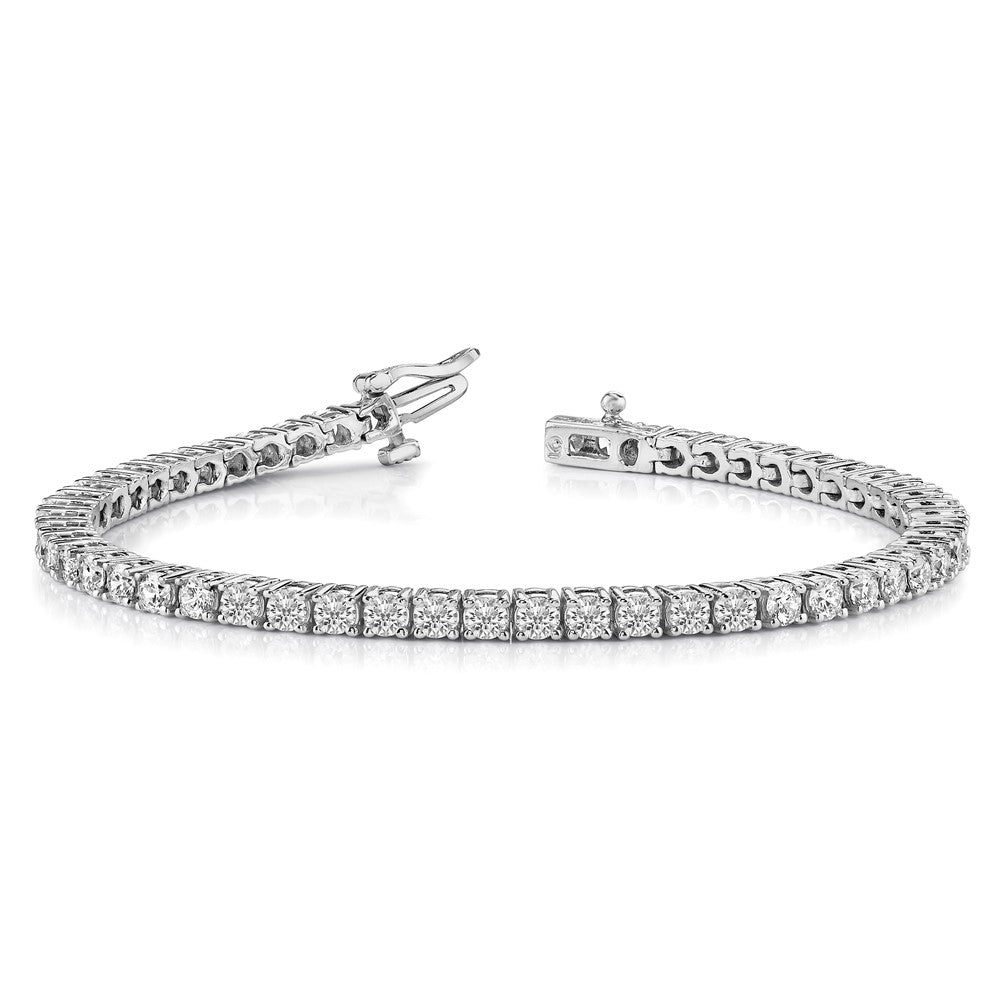 14K White Gold Complete 3.92 Carat Round Vs Diamond 4 Prong 7 Inch Tennis Bracelet