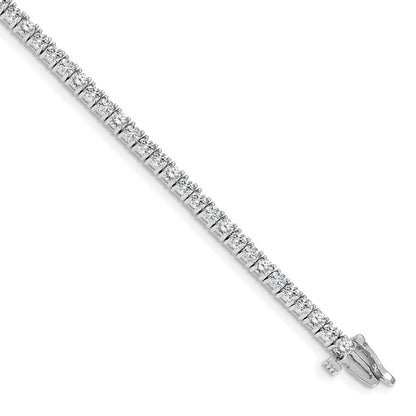 14K White Gold Complete 3.92 Carat Round A Diamond 4 Prong 7 Inch Tennis Bracelet