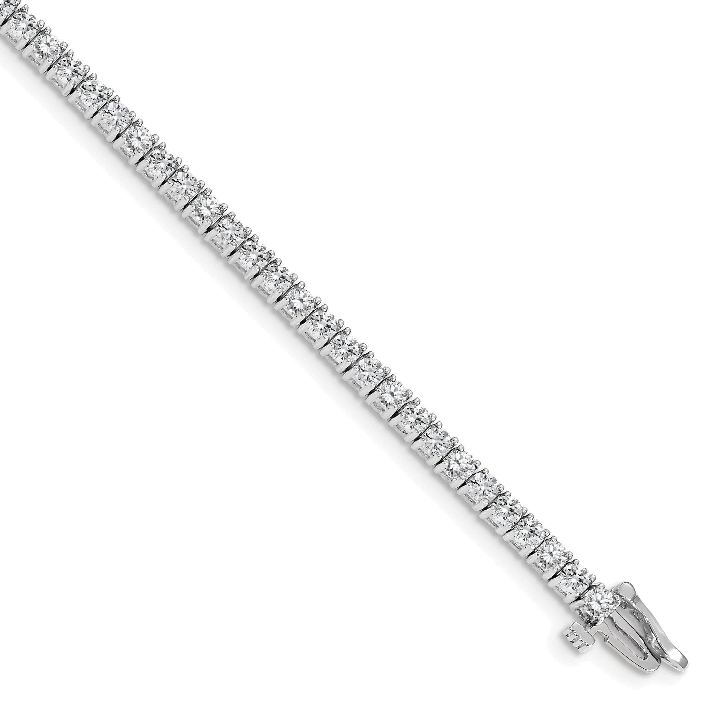 14K White Gold Complete 3.92 Carat Round Aa Diamond 4 Prong 7 Inch Tennis Bracelet
