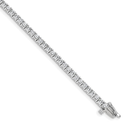 14K White Gold Complete 3.92 Carat Round Aa Diamond 4 Prong 7 Inch Tennis Bracelet