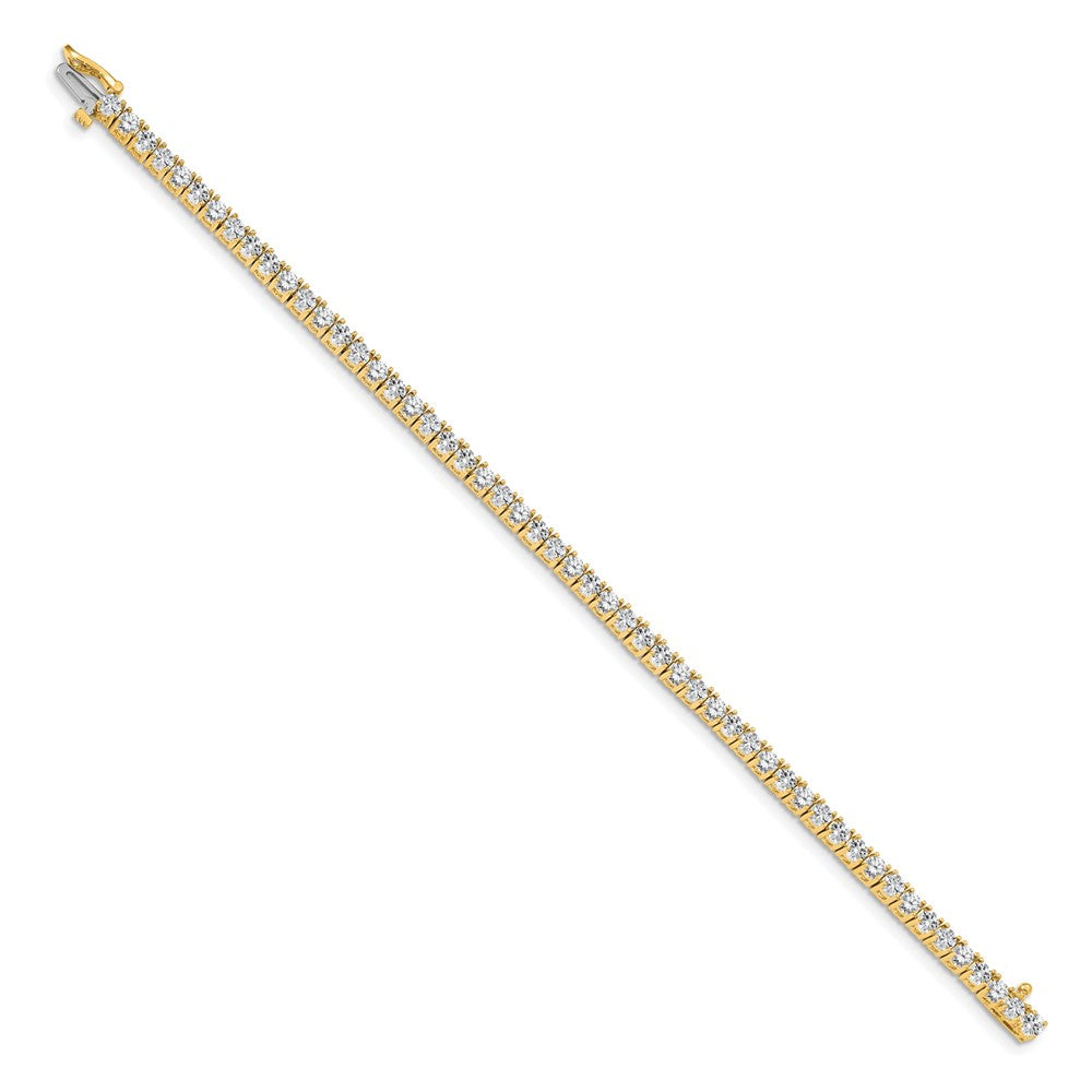 14K Yellow Gold Complete 4.92 Carat Round A Diamond 4 Prong 7 Inch Tennis Bracelet