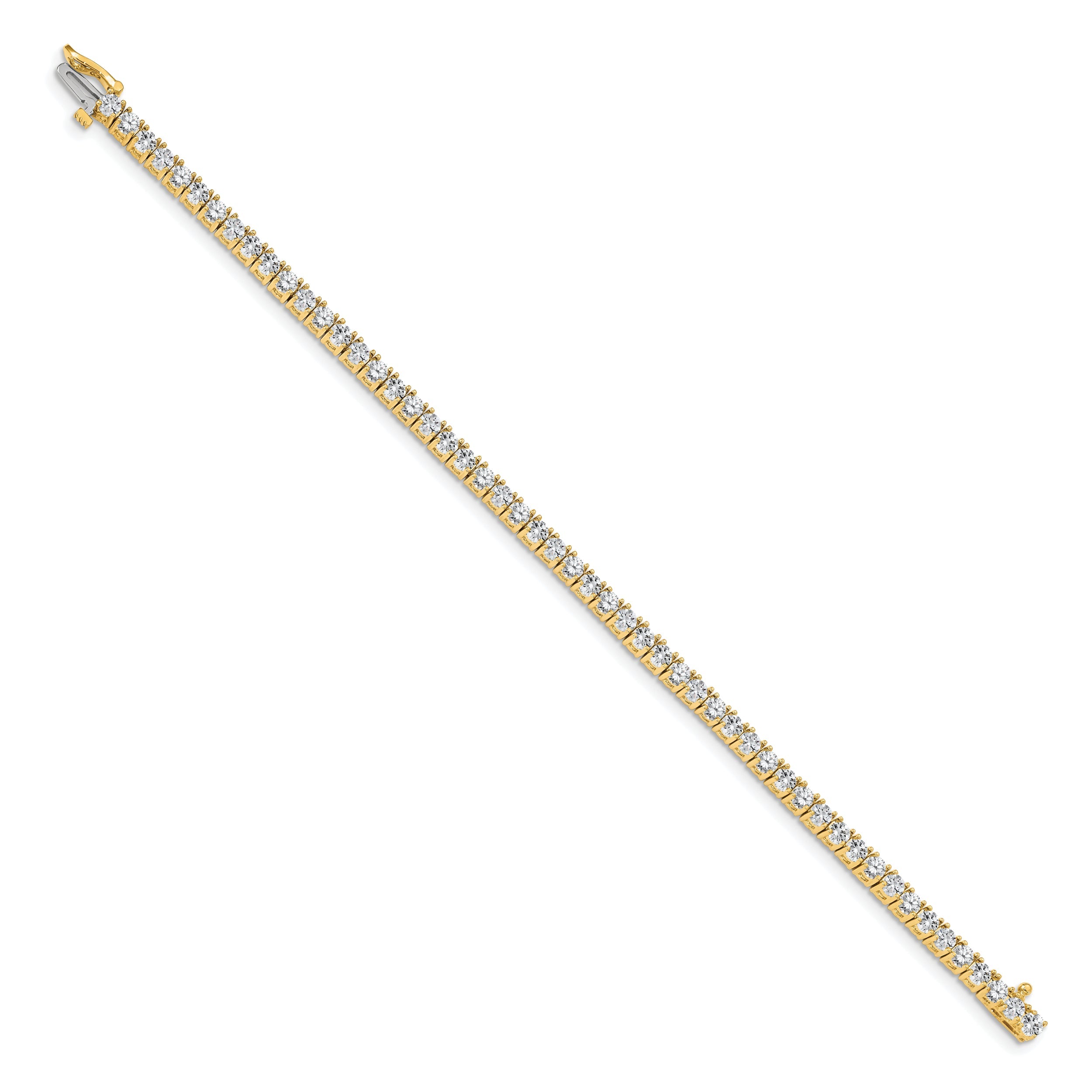 14K Yellow Gold Complete 4.92 Carat Round Aaa Diamond 4 Prong 7 Inch Tennis Bracelet