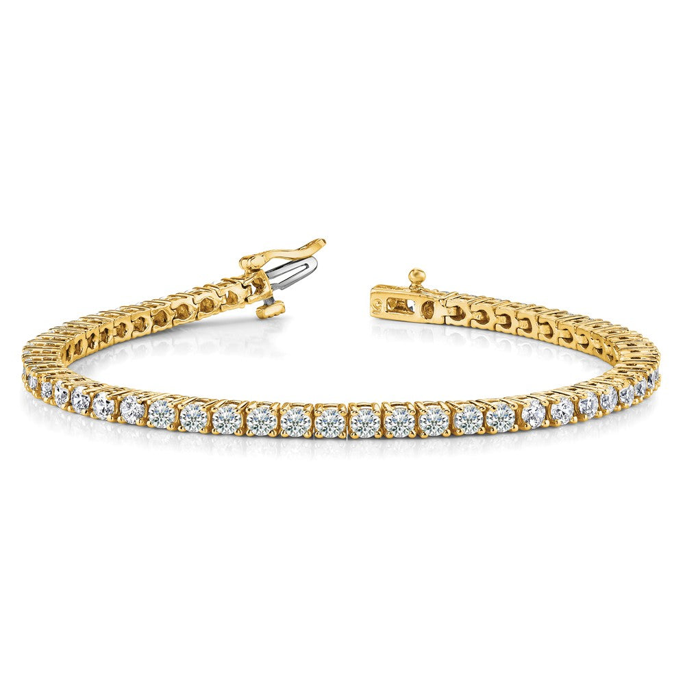 14K Yellow Gold Complete 4.92 Carat Round Vs Diamond 4 Prong 7 Inch Tennis Bracelet