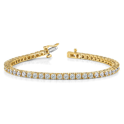 14K Yellow Gold Complete 4.92 Carat Round Aaa Diamond 4 Prong 7 Inch Tennis Bracelet