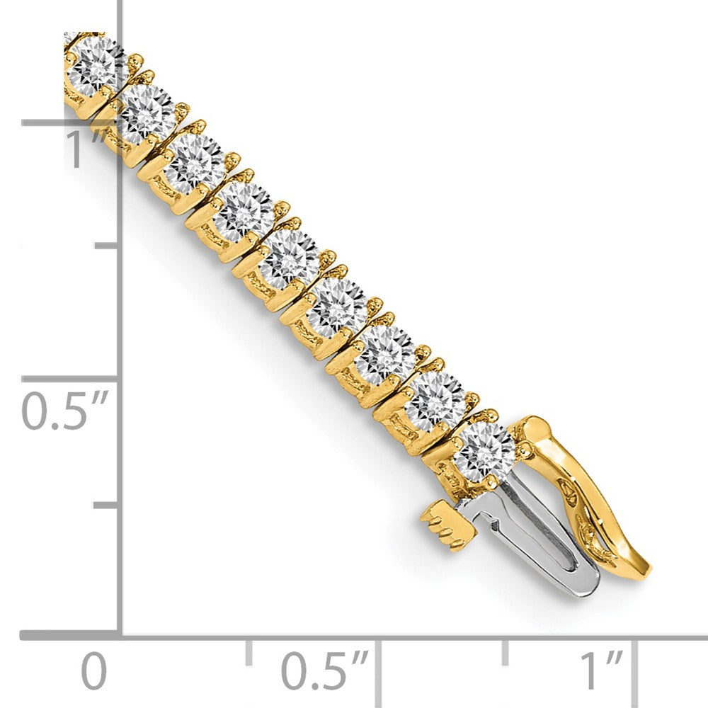 14K Yellow Gold Complete 4.92 Carat Round A Diamond 4 Prong 7 Inch Tennis Bracelet
