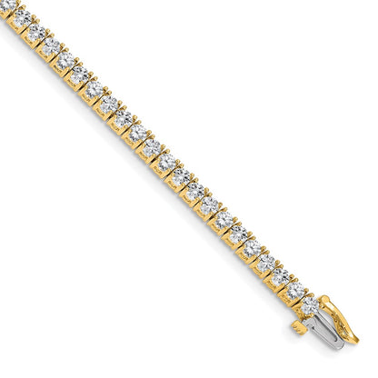 14K Yellow Gold Complete 4.92 Carat Round Aaa Diamond 4 Prong 7 Inch Tennis Bracelet