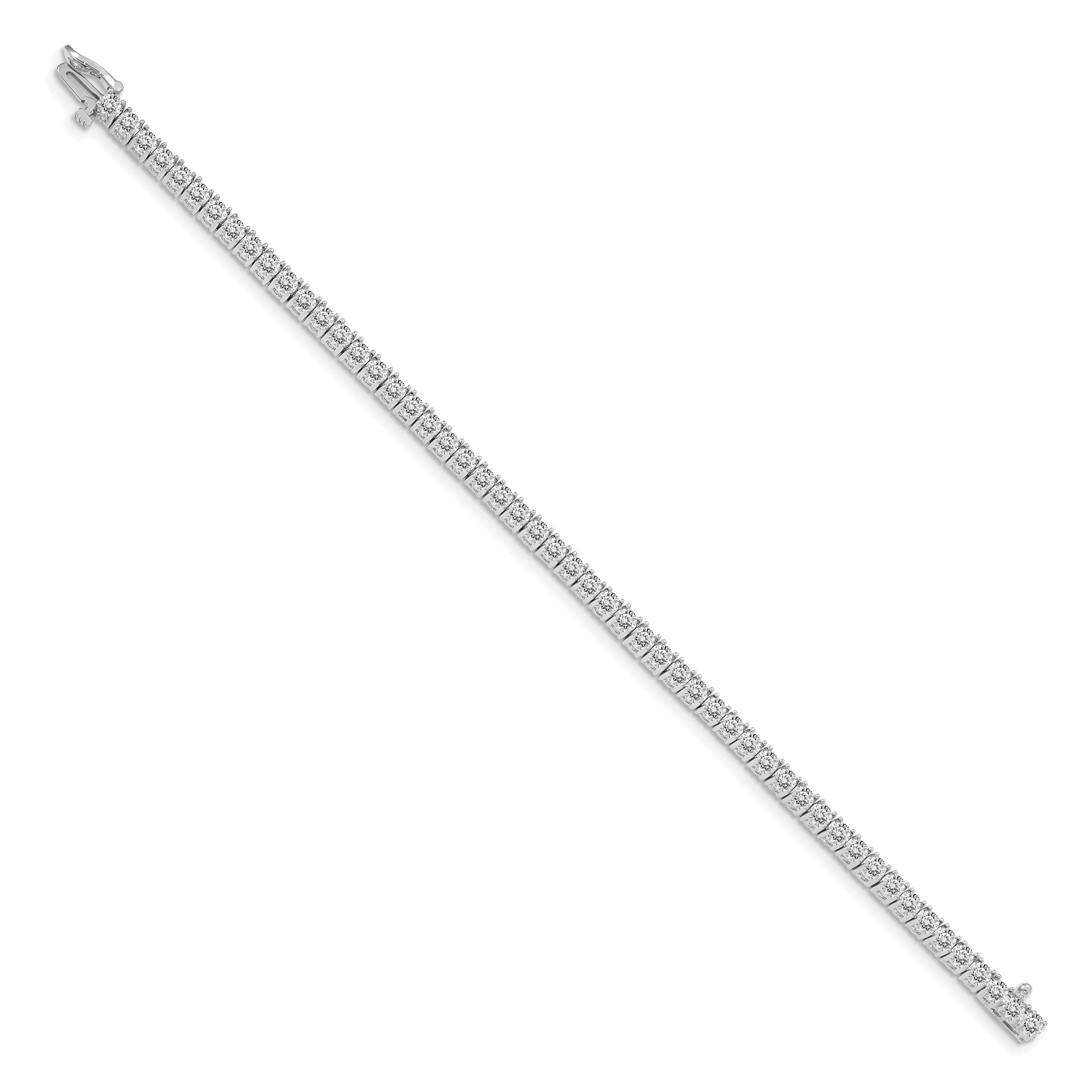 14K White Gold Complete 4.92 Carat Round A Diamond 4 Prong 7 Inch Tennis Bracelet