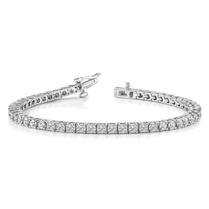 14K White Gold Complete 4.92 Carat Round Vs Diamond 4 Prong 7 Inch Tennis Bracelet