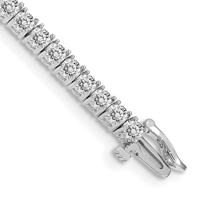 14K White Gold Complete 4.92 Carat Round A Diamond 4 Prong 7 Inch Tennis Bracelet