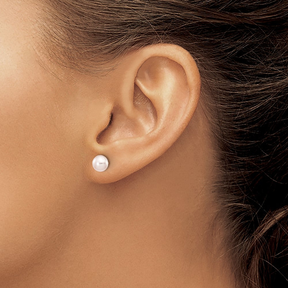 14K Yellow Gold 6-7mm Purple Button Freshwater Cultured Pearl Stud Post Earrings