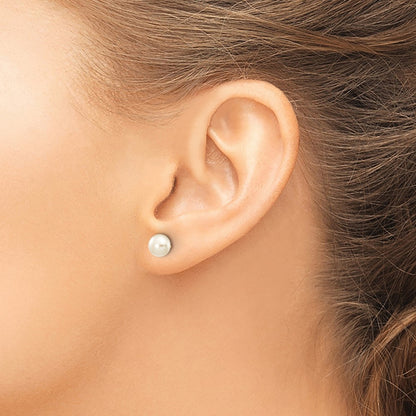 14K Yellow Gold 6 7mm White Button Freshwater Cultured Pearl Stud Post Earrings