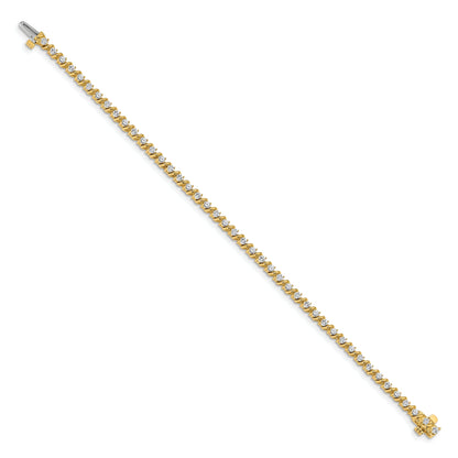 14K Yellow Gold Complete 2 Carat Round Aaa Diamond Swirled Prong 7 Inch Tennis Bracelet