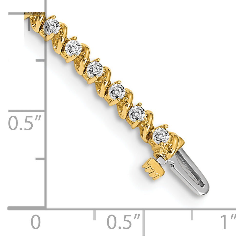 14K Yellow Gold Complete 2 Carat Round A Diamond Swirled Prong 7 Inch Tennis Bracelet