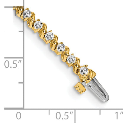 14K Yellow Gold Complete 2 Carat Round A Diamond Swirled Prong 7 Inch Tennis Bracelet
