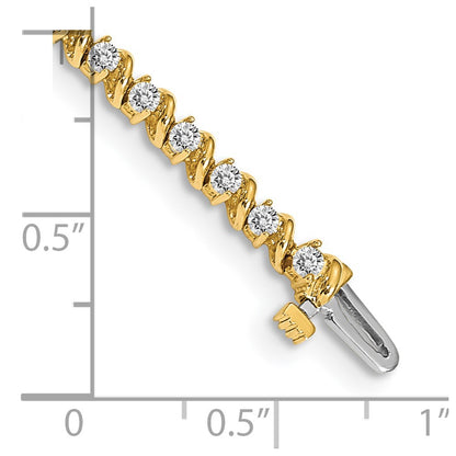 14K Yellow Gold Complete 2 Carat Round Aa Diamond Swirled Prong 7 Inch Tennis Bracelet