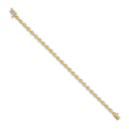 14K Yellow Gold Complete 2 Carat Round A Diamond Bar Link 7 Inch Tennis Bracelet