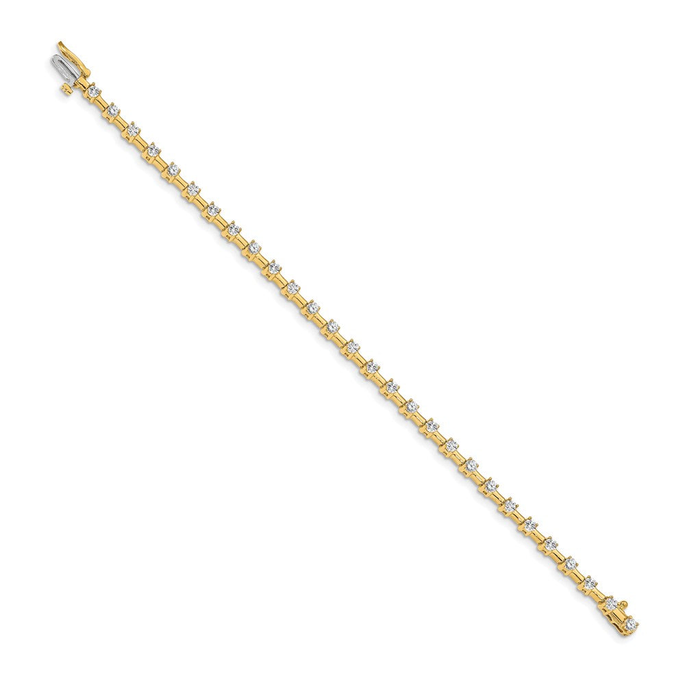14K Yellow Gold Complete 2 Carat Round Aaa Diamond Bar Link 7 Inch Tennis Bracelet