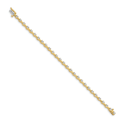 14K Yellow Gold Complete 2 Carat Round Aa Diamond Bar Link 7 Inch Tennis Bracelet