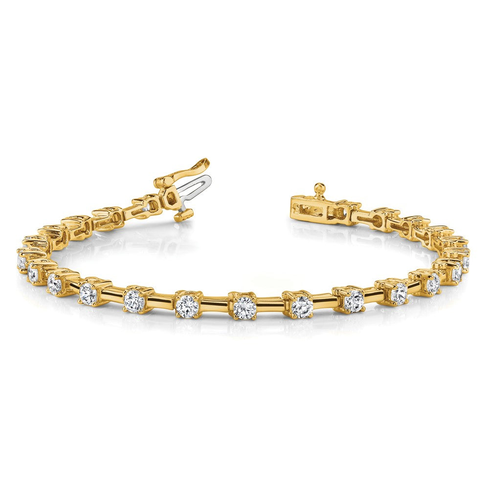 14K Yellow Gold Complete 2 Carat Round Aaa Diamond Bar Link 7 Inch Tennis Bracelet