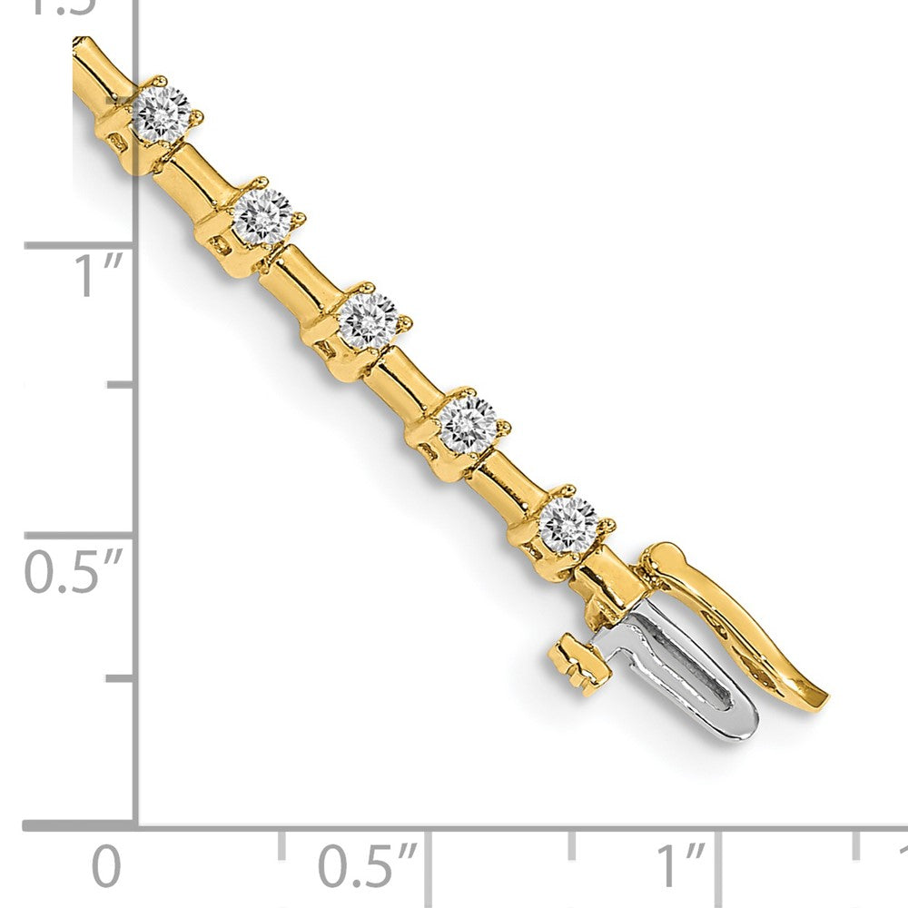 14K Yellow Gold Complete 2 Carat Round Aa Diamond Bar Link 7 Inch Tennis Bracelet