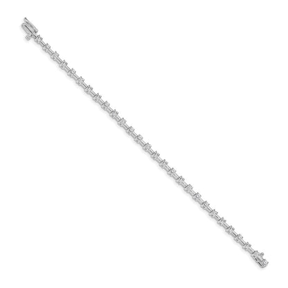 14K White Gold Complete 2 Carat Round A Diamond Bar Link 7 Inch Tennis Bracelet