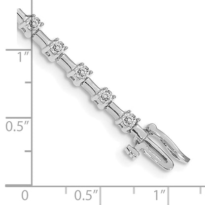 14K White Gold Complete 2 Carat Round Aa Diamond Bar Link 7 Inch Tennis Bracelet