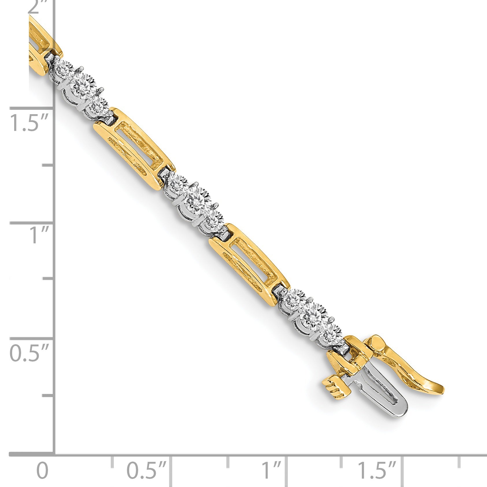 14K Two Tone Complete 2.1 Carat Round Vs Diamond Bar Link 7 Inch Tennis Bracelet