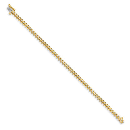 14K Yellow Gold Complete 7/8 Carat Round Vs Diamond 2 Prong S Link 7 Inch Tennis Bracelet