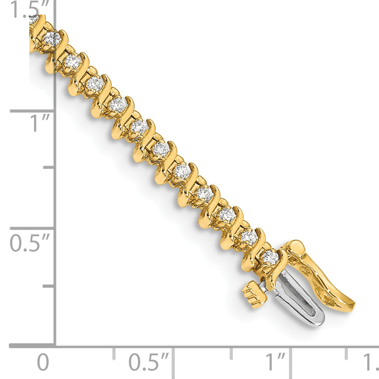 14K Yellow Gold Complete 7/8 Carat Round Vs Diamond 2 Prong S Link 7 Inch Tennis Bracelet